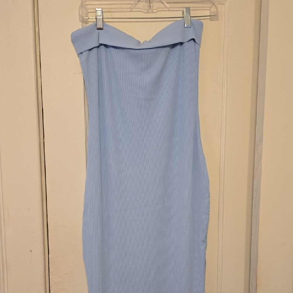 Chic Strapless Light Blue Dress